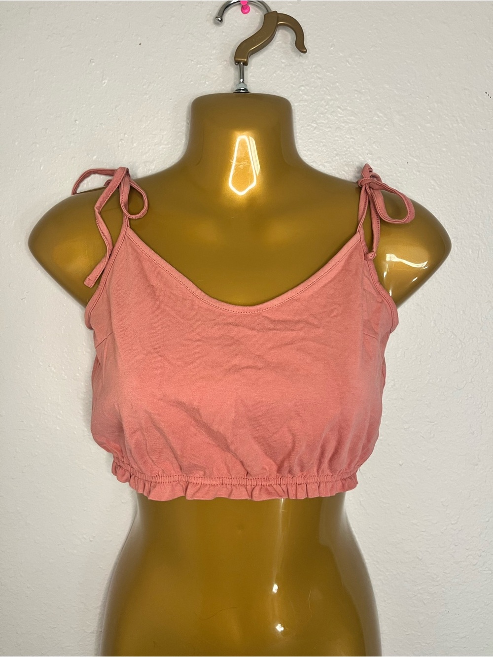 Forever 21 Coral Tie-Shoulder Cropped Tank